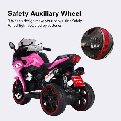 WUBEN 12V Electric Motorcycle for Kids Battery Powered Ride on Motorbike for Child with Light Wheels