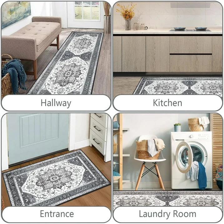 FoxHouse Kitchen Rugs 3 Piece,Washable Non Slip Runner Rug,Farmhouse Hallway Doormat for Home Decor