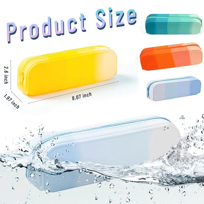 Lakecy 4Pcs Pencil Case Pencil Pouches Silicone Waterproof Pen Bag for School Office Supplies
