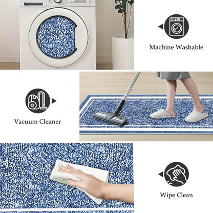 TECHVIDA Bathroom Rugs 3pcs Set,Non-Slip Ultra Soft Bath Rugs,Machine Washable,Water Absorbent,Light Blue