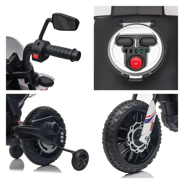 NH 12 V Kids Electric Motorcycle , Battery Powered Ride on Motorcycle for Child with LED Lights