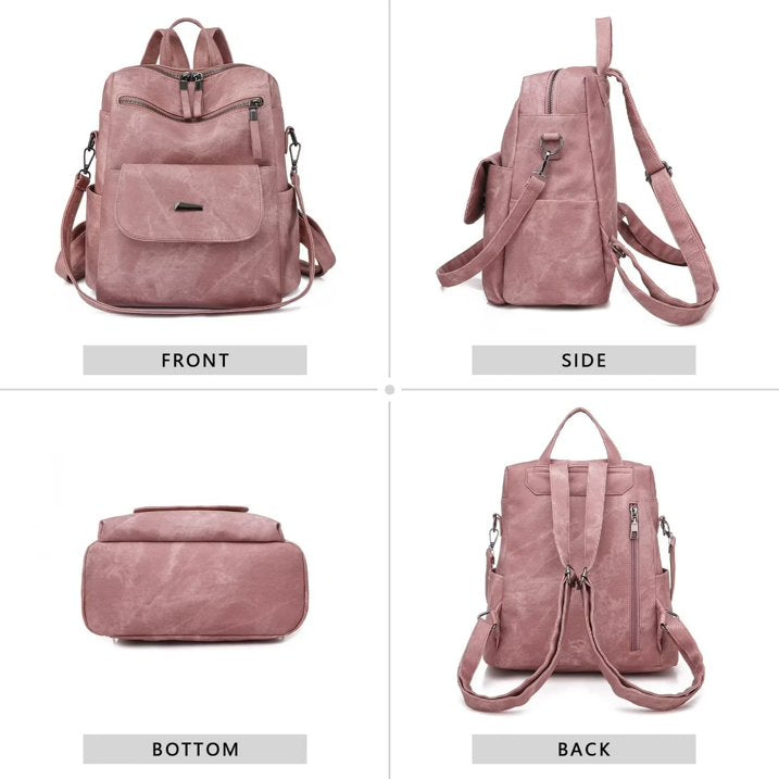 HONGLONG Women Backpack Purse PU Leather Fashion Design Backpack Fashion Shoulder Handbag,Pink