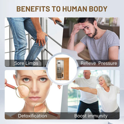 Cheelom Sauna Far Infrared Wooden Sauna Room Infrared Sauna for Home Hemlock Indoor Sauna Spa with Time Temp Pre-Set and Bluetooth
