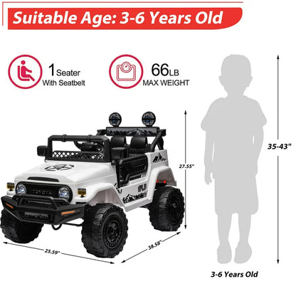 HNH 12V Toyota FJ40 Electric Car for Kids,Ride on Truck for Boys Girls with Remote Control