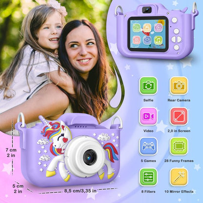 HNH Camera for Kids with Three Games,Toddler Camera with 64GB, Kids Toys for Girls