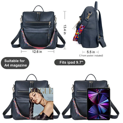 YOMYM Women's Fashion Backpack Purses Multipurpose Design Handbags and Shoulder Bag Leather Women Backpack School Bag