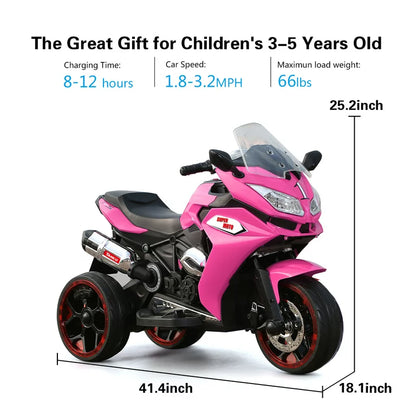 WUBEN 12V Electric Motorcycle for Kids Battery Powered Ride on Motorbike for Child with Light Wheels
