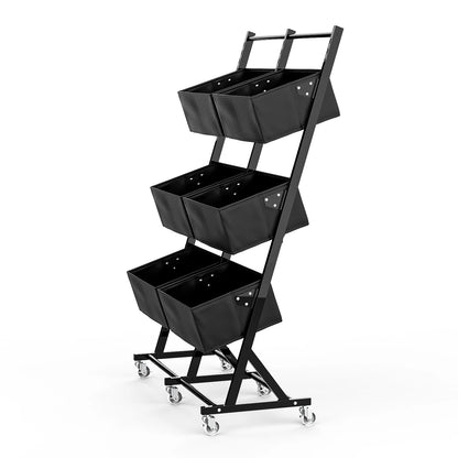 Techvida Fruit Basket Rack Kitchen Pantry Organizers and Storage,Stackable Metal Wire Basket Stand Cart For Fruit Vegetable Snacks Jars Bins Containers Organization,Black