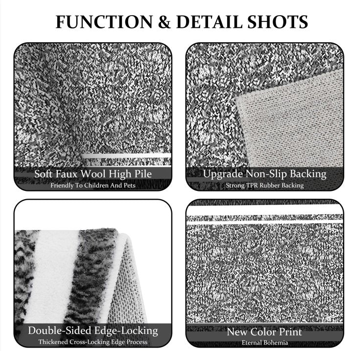 TECHVIDA Bathroom Rugs,Non-Slip Ultra Soft Bath Mat,Soft Absorbent Bathroom Rug and Bath Mat,Machine Washable,(18"x26",Black and White)