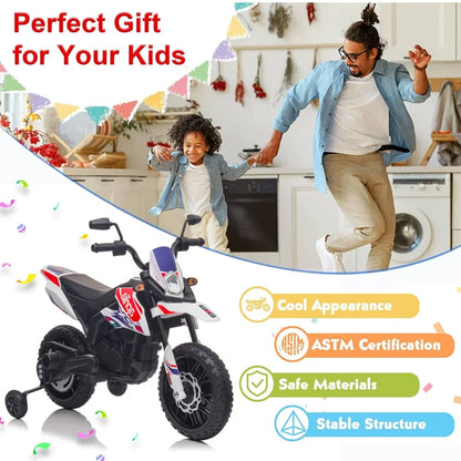 WERSEON Kids Motorcycle 12V, Licensed Aprilia RX125 Electric Ride on Motorbike for Toddlers with Training Wheels, Spring Suspension, Headlight, Music, Children Ages 3-6