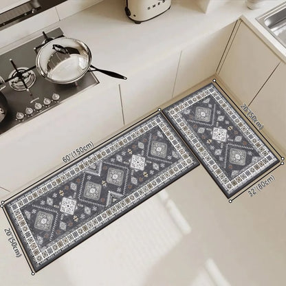 TECHVIDA Kitchen Rugs and Runner Sets of 2, Kitchen Floor Mat Carpet, Washable Non Slip Kitchen Runner Rug, Farmhouse Hallway Doormat for Holiday Home Decor