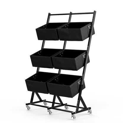 Techvida Fruit Basket Rack Kitchen Pantry Organizers and Storage,Stackable Metal Wire Basket Stand Cart For Fruit Vegetable Snacks Jars Bins Containers Organization,Black