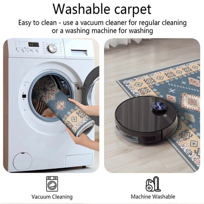 TECHVIDA Kitchen Rugs 3 Piece Set,Kitchen Mats for Floor Non-Slip Machine Washable, Boho Farmhouse Hallway Doormat for Holiday