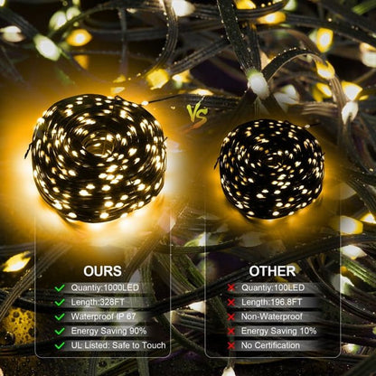 Cheelom Rope Party Decoration Lights Christmas Icicle Lights Outdoor Indoor 328 ft 1000 Led 8 Modes Timer Memory Function IP 67 Waterproof Clearance Sales