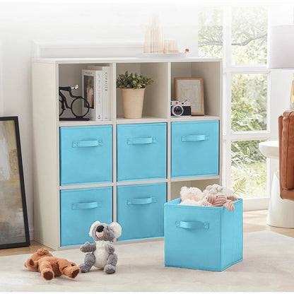 WERSEON Fabric Storage Bins Set of 6, 11" Foldable Cloth Cube Storage Bins for Home Bedroom Closet Drawers Organizer, , Storage Baskets for Shelves, Blue