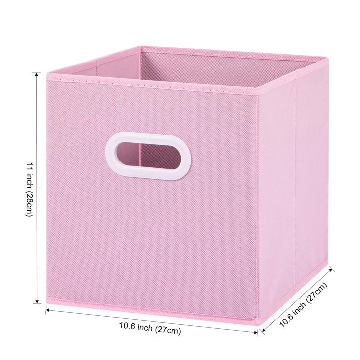 WERSEON Set of 6 Foldable Storage Bins, 11 Inch Fabric Collapsible Storage Cubes with Metal Handles, Cube Baskets for Organizing Clothes, Toys, Books