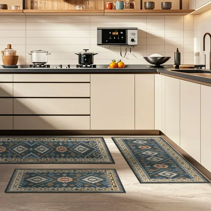 FoxHouse Boho Kitchen Rugs Sets 3 Piece with Runner Non Slip Kitchen Rugs and Mats Washable Kitchen Mats for Floor Thick Kitchen Floor Mat Carpet Runner Rugs for Hallway Laundry Holiday Decor