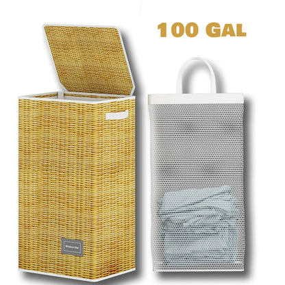 WERSEON 100L Fabric Laundry Hamper,Laundry Basketwith Lid, Freestanding Clothes Hamper Storage Basket for Toys Clothes Organizer(Material: Fabric, Not Wicker)