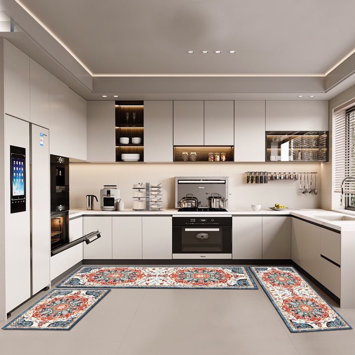 FoxHouse Kitchen Rugs Sets 3 Piece with Runner Non Slip Kitchen Mats for Floor Washable Bohemian Runner Rug,Floor Mat Carpet for Hallway Laundry Room Door