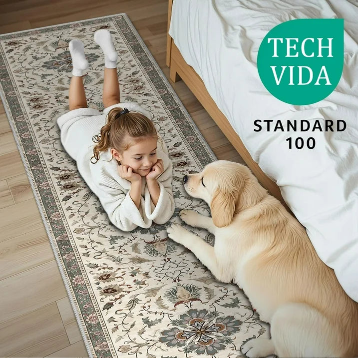 TECHVIDA 2'x8' Hallway Runner Rug Boho,Non Slip Machine Washable Rugs for Hallway Kitchen,Yellowish Brown