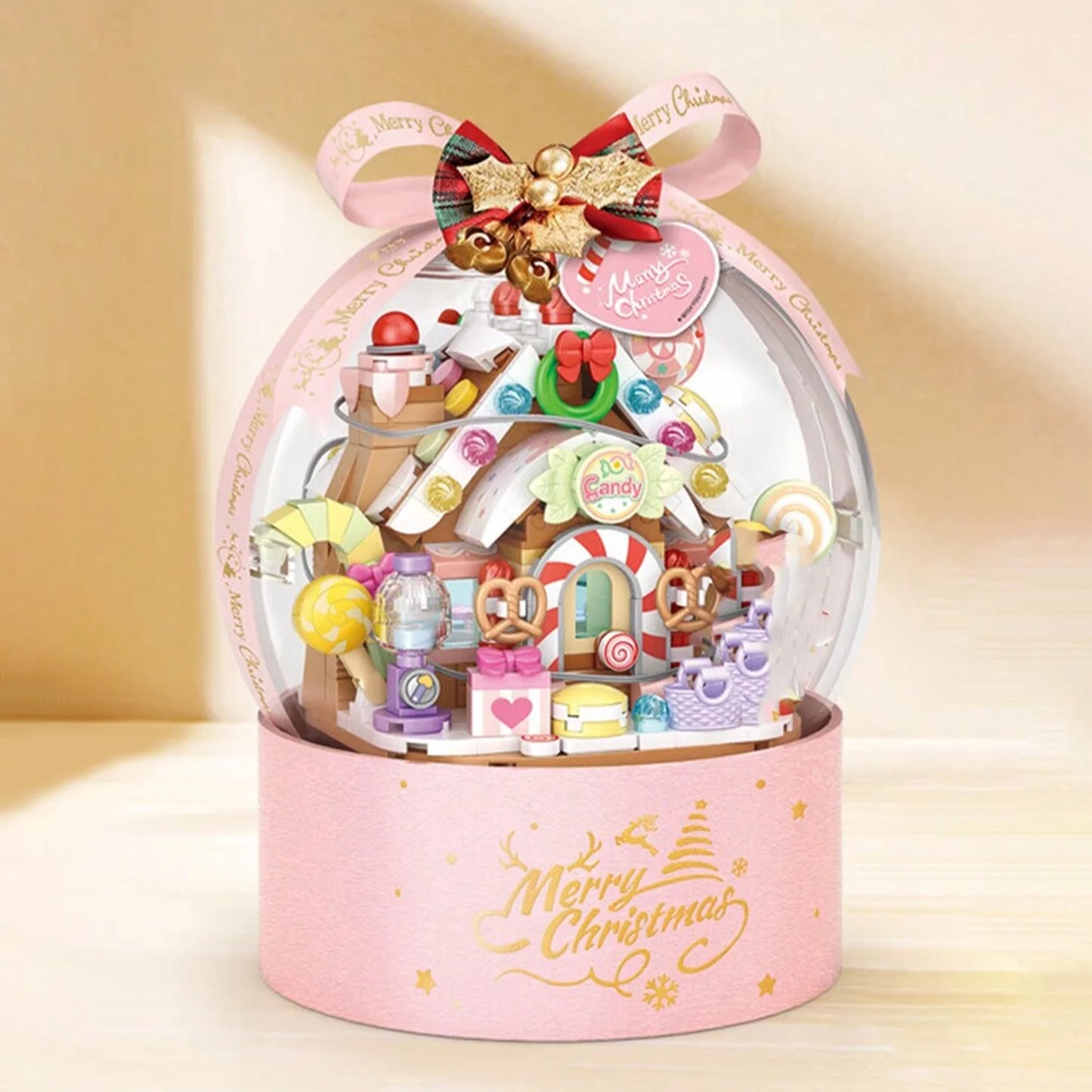 YOMYM Mini Building Blocks Kit Jelly Bean House 486PCS Bricks Model with Light Christmas Building Toy Gifts for Adults and Kids