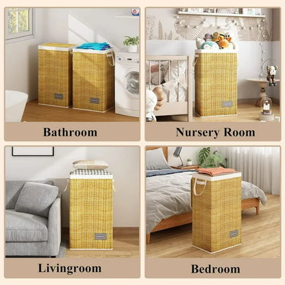 WERSEON 100L Fabric Laundry Hamper,Laundry Basketwith Lid, Freestanding Clothes Hamper Storage Basket for Toys Clothes Organizer(Material: Fabric, Not Wicker)