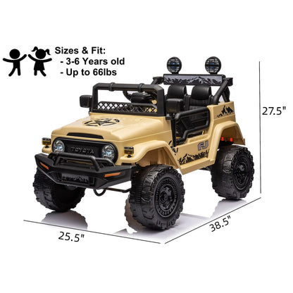 Spoway 12V Ride on Car,2.4G,Toyota FJ Electric Car for Kids ,Yellow,3-8 Years Old