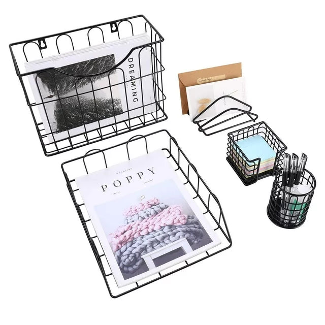 Techvida 5Pcs Office File Organizer for Desktop, Paper Letter Tray and Office Supplies Desk Organizer