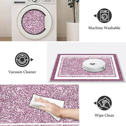 TECHVIDA Bathroom Rugs,Non-Slip Ultra Soft Bath Mat,Soft Absorbent Bathroom Rug and Bath Mat,Machine Washable,(18"x26",Pink and White)