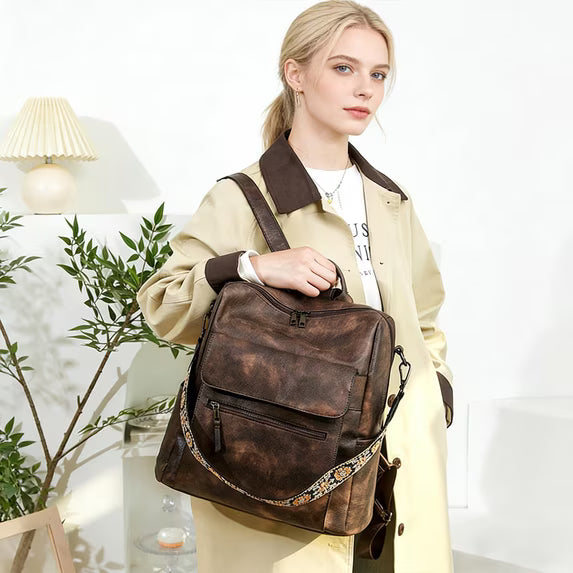 HONGLONG Backpack Purse for Women Fashion Leather Backpack Purse Designer Travel Backpack Convertible Shoulder Bag with Wristlet for Work College