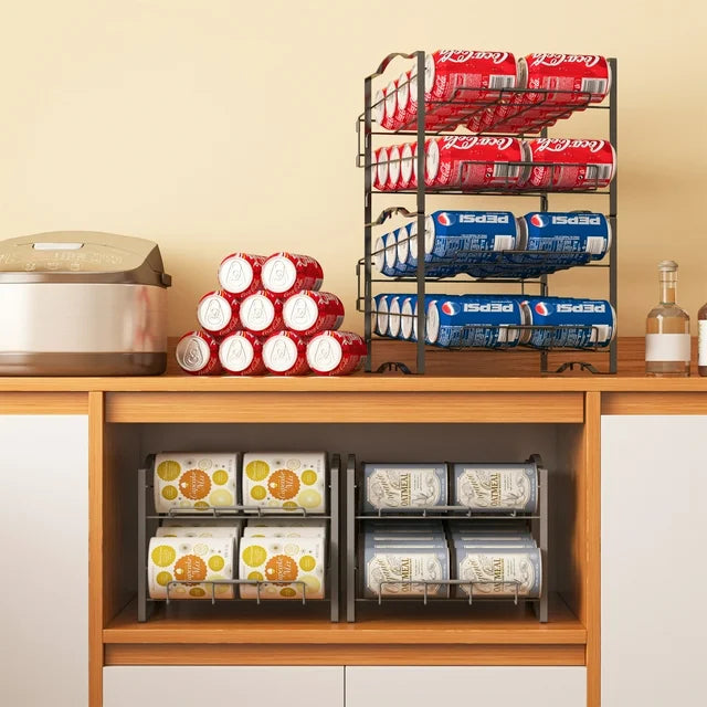 Werseon 4 Tiers Can Organizer Rack, 48 Cans Soda Can Dispenser Organizer for Refrigerator, Set of 2 Stackable Beverage Dispenser Rack