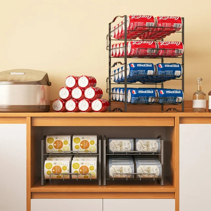 Werseon 4 Tiers Can Organizer Rack, 48 Cans Soda Can Dispenser Organizer for Refrigerator, Set of 2 Stackable Beverage Dispenser Rack