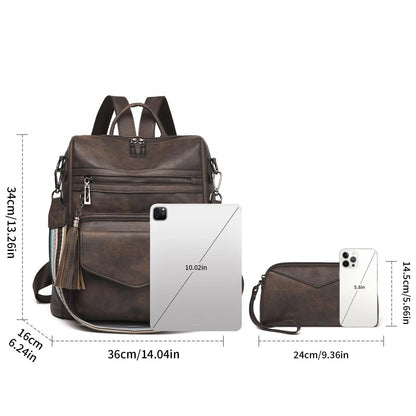 HONGLONG Women's Backpacks Purses Multipurpose Design Handbags Shoulder Bags PU Leather Travel Bags Backpacks