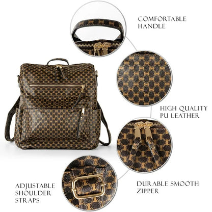 YOMYM Leather Backpack Purse for Women Designer Travel Backpack Purses PU Fashion Ladies Shoulder Bag