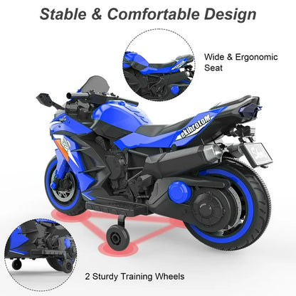 Zogymoz 12V Ride on Motorcycle for Kids, Electric Motorcycle with Training Wheels, Powered Ride-ons Toy Gifts