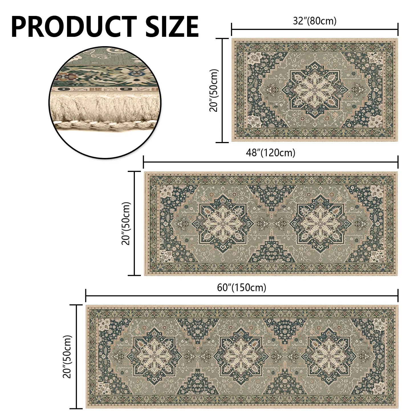 TECHVIDA Kitchen Rugs 3 Piece,Kitchen Mats for Floor, Non-Slip Machine Washable Rugs, Boho Farmhouse Hallway Doormat for Holiday