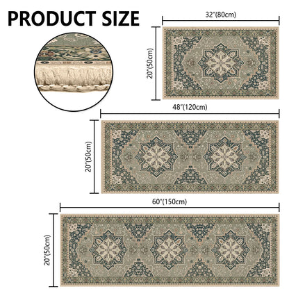 TECHVIDA Kitchen Rugs 3 Piece,Kitchen Mats for Floor, Non-Slip Machine Washable Rugs, Boho Farmhouse Hallway Doormat for Holiday