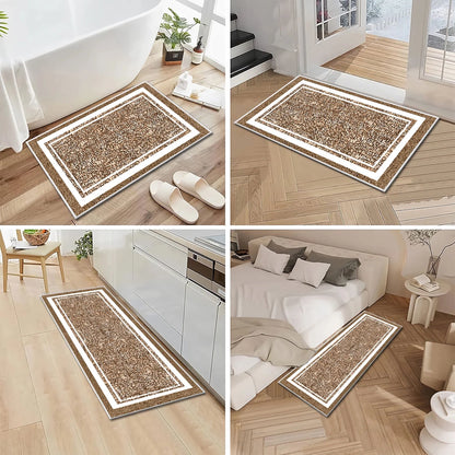 TECHVIDA Bathroom Rugs 3pcs Set,Non-Slip Ultra Soft Bath Rugs,Machine Washable,Water Absorbent,Light Brown