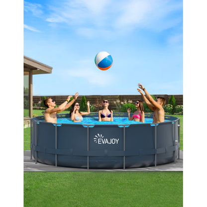 EVAJOY Metal Frame Swimming Pool Set, Round Above Ground Pool Set 16ft*48in with 2000 GPH Sand Filter Pump Pool Ladder Ground Cloth Pool Cover for Backyard Garden
