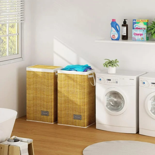 WERSEON Laundry Hamper with Lid, 100L Large Fabric Laundry Basket, Freestanding Waterproof Clothes Hamper Storage Basket for Toys Clothes Organizer