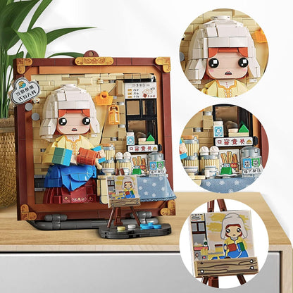 Mini Blocks, 787 PCS Kids Building Toys DIY Painting Model Set, STEM Building Block Kits for Adults Kid (Milkmaid)
