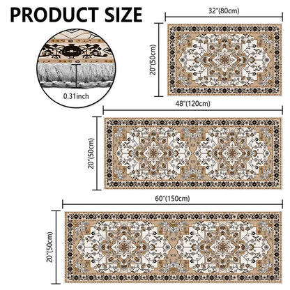 TECHVIDA Kitchen Rug Set 3 Piece,Non Slip Machine Washable Kitchen Mats,Boho Farmhouse Hallway Doormat for Home Decor