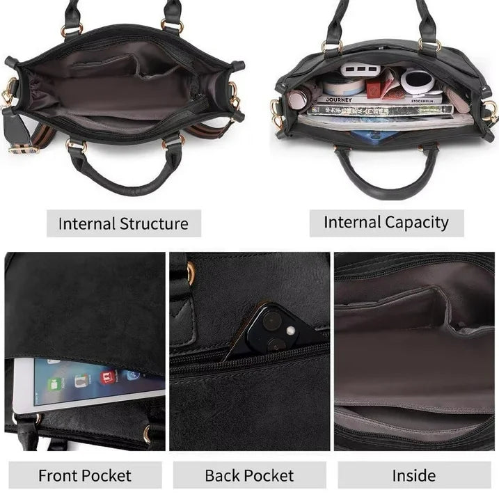 HONGLONG Leather Tote Bag for Women, Vintage Hobo Western Crossbody Shoulder Bag Women Purses Handbags Black