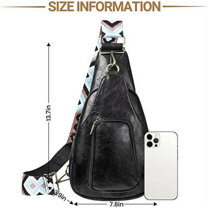 YOMYM Womens Sling Bags PU Leather Small Crossbody Sling Backpack Fashion Chest Bag Sling Bag for Women Travel