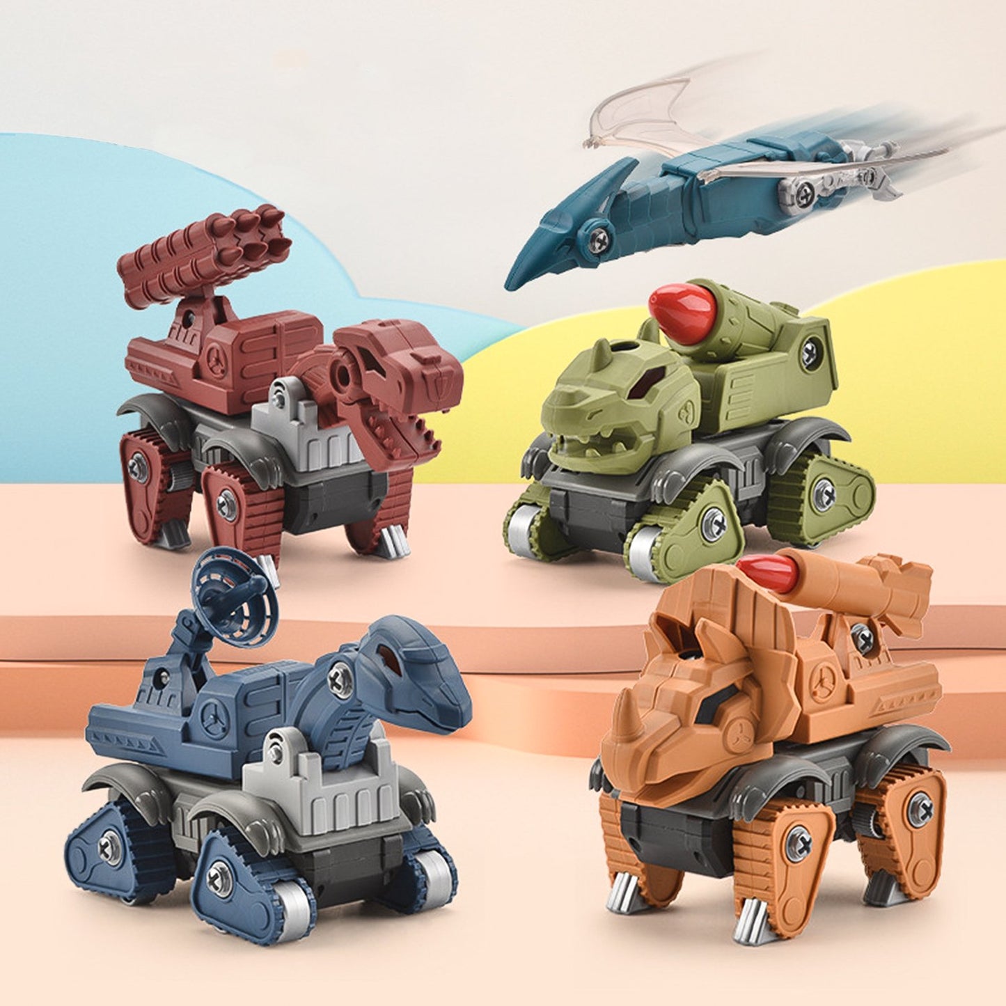 ZOGYMOZ Dinosaur Toys for Kids, 5Pack Take Apart Dinosaur Toys Set with Electric Drill for 3+Year Old Boys and Girls, Learning Building Educational Christmas Birthday Gfits