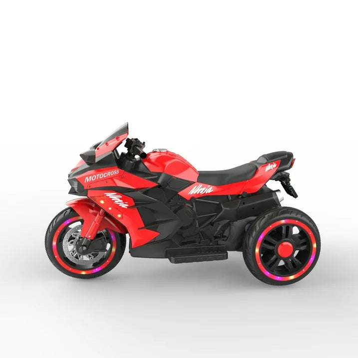 HNH Ride on Toys 12v Battery Powered Ride on Motorcycle for Kids 3 Wheels Motorcycle with LED Lights Music Red,Child