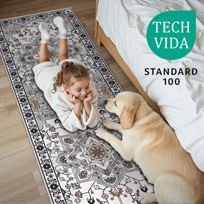 TECHVIDA 2'x8' Hallway Runner Rug Boho,Non Slip Machine Washable Rugs for Hallway Kitchen,Grayish Brown