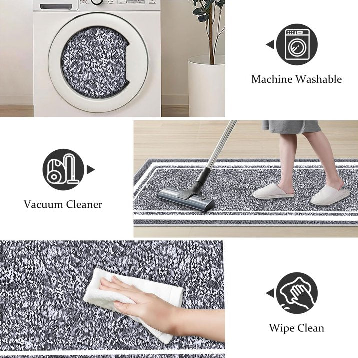 TECHVIDA Bathroom Rugs 3pcs Set,Non-Slip Ultra Soft Bath Rugs,Machine Washable,Water Absorbent,Light Gray