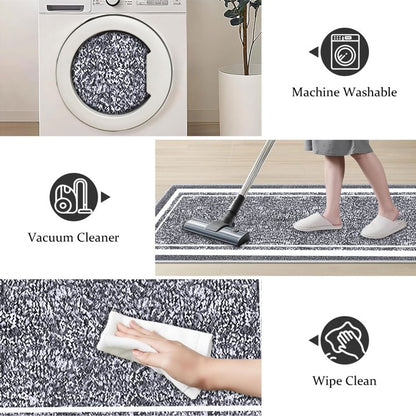 TECHVIDA Bathroom Rugs 3pcs Set,Non-Slip Ultra Soft Bath Rugs,Machine Washable,Water Absorbent,Light Gray