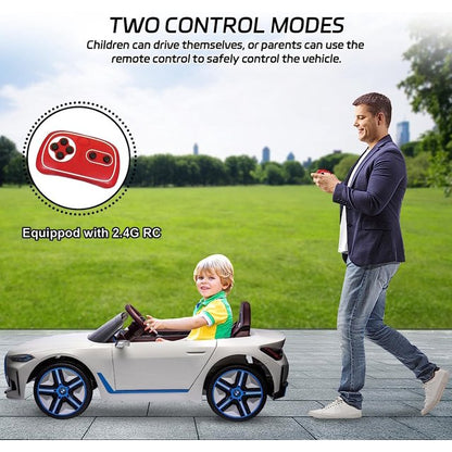 WUBEN 12v Licensed BMW Battery Powered Ride on Toys Kids Electric Car with Remote Control,Music Player for Child, White